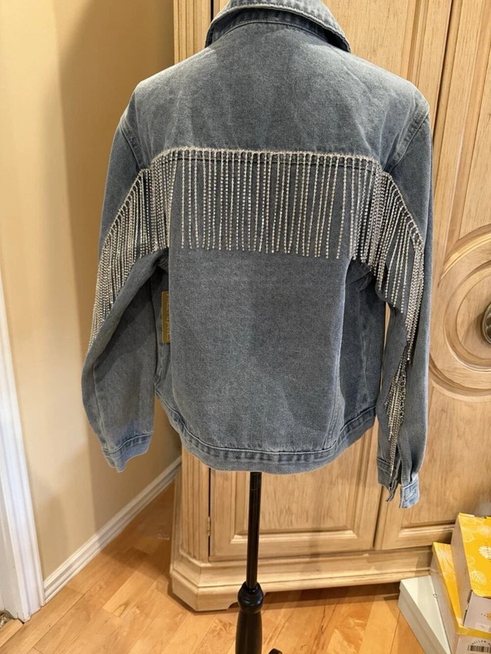 riley james women’s plus size denim jacket with a rhinestone Fringe size 1X NWT